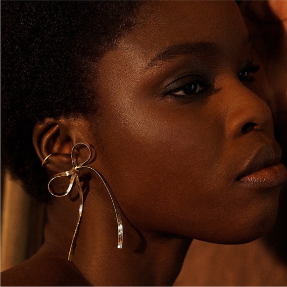 NWOT Free People Gold Bow Earrings (1059) - Picture 4 of 6